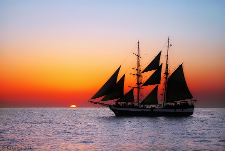 Set to sail in sunset