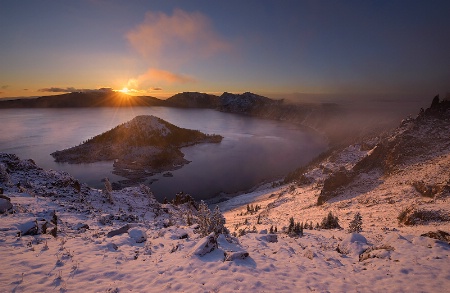 Crater Lake Rising Sun