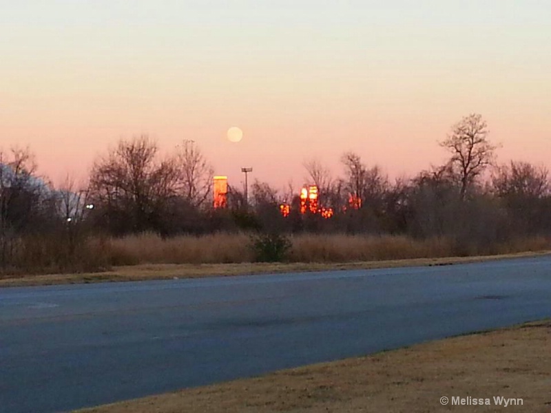 Sunset & Moon Rise Downtown Tulsa