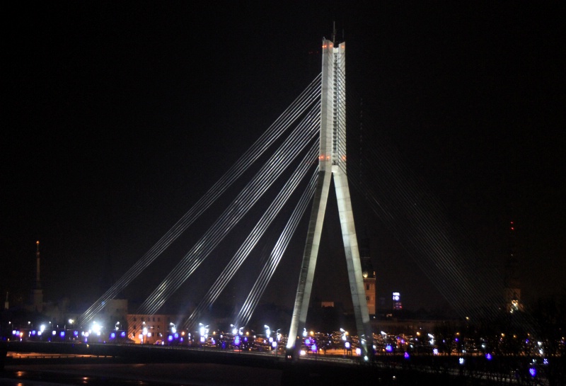Riga, Vansu Bridge at night
