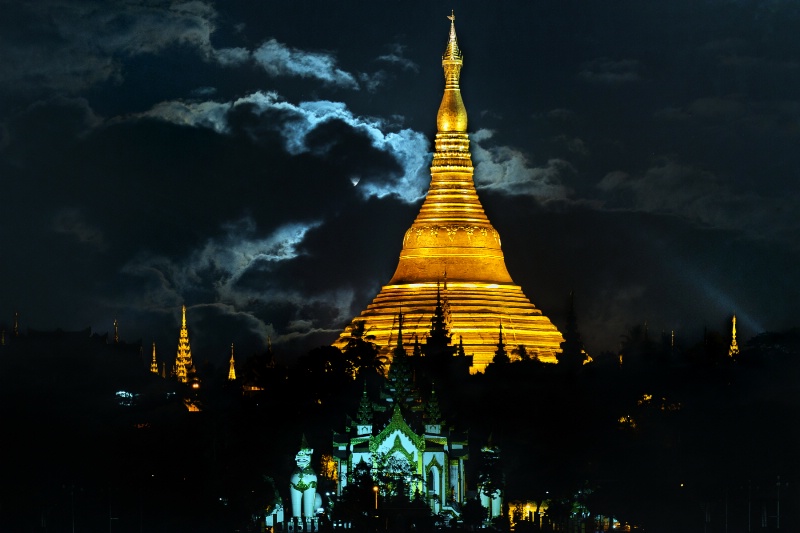 Night View of Shwedagon Pagoda, Myanmar