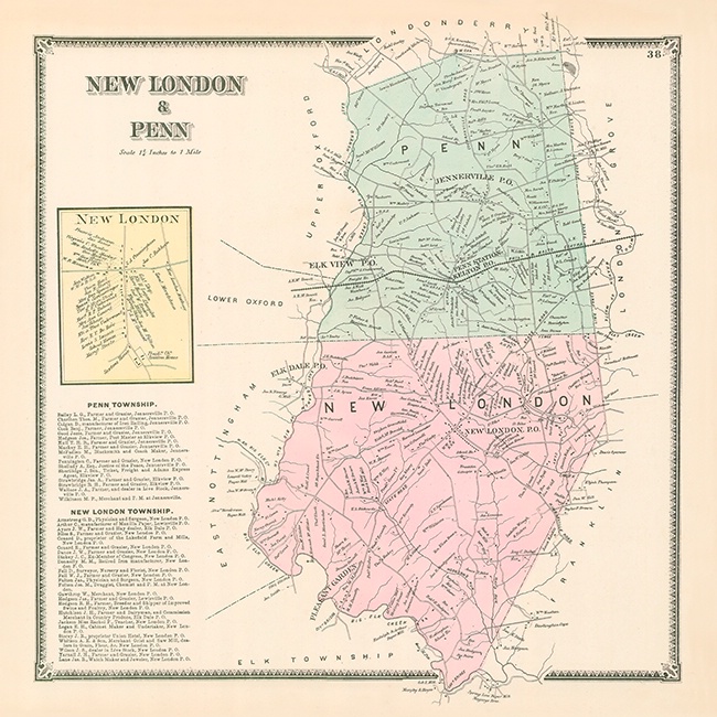 New London & Penn PA- Whitmer Map Reproduction