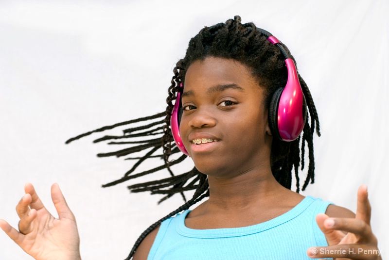 African American Tween Girl - Headphones 