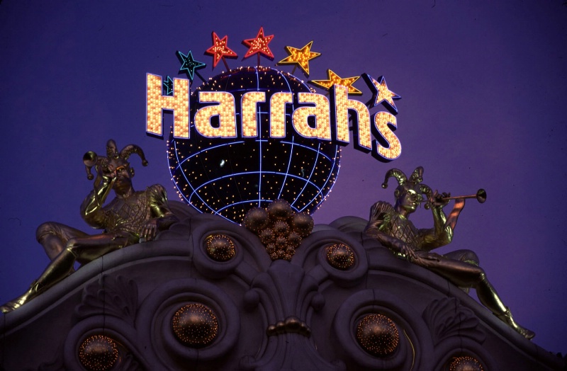Harrah's sign at dusk, Las Vegas, NV