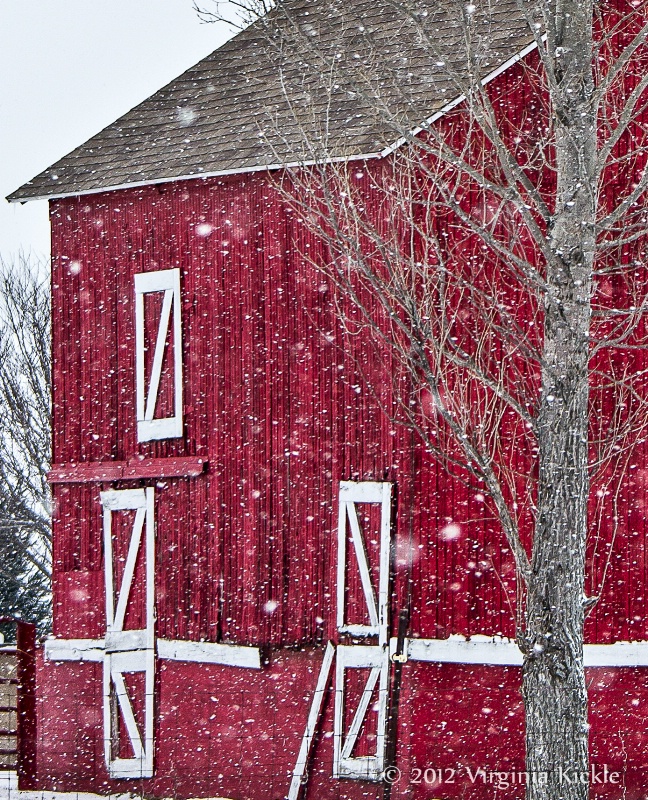 Red Barn in Snow