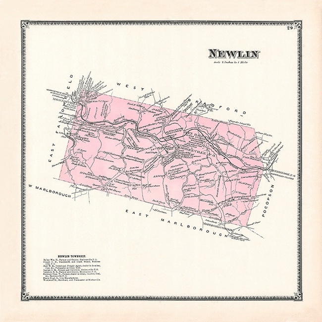 Newlin PA - Whitmer Antique Map Reproduction - ID: 13708465 © Timlyn W. Vaughan