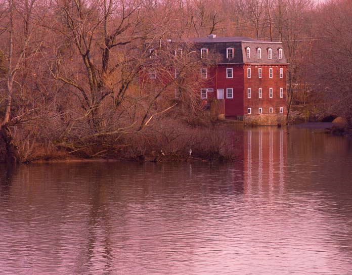 red house on the lake