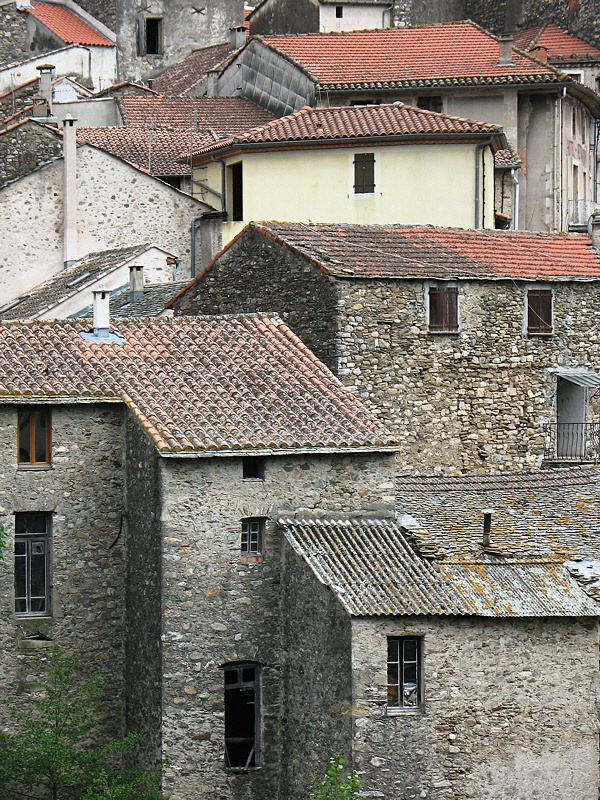 Stone walls and tile roofs