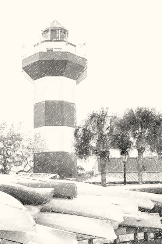 harbour town lighthouse 3 pencil sketch