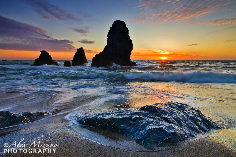THE SUN SETS AT RODEO BEACH