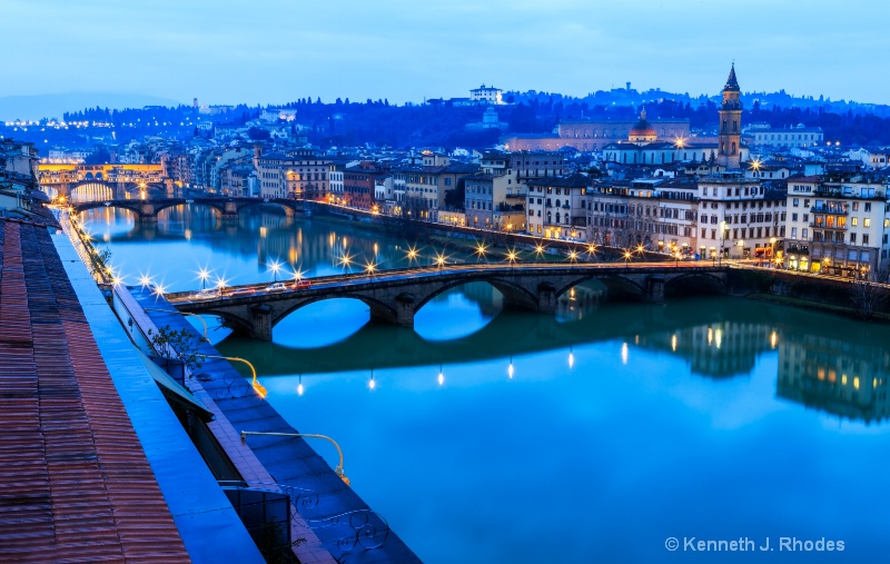 Bridges along the Arno River in Florence