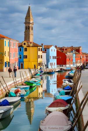 The leaning tower in Burano