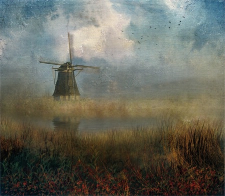 Windmill in mist