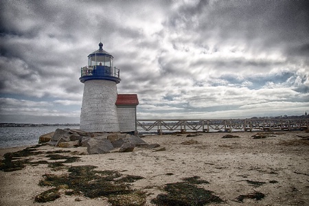 Stormy skies over Brant Point lighthouse Nantucket