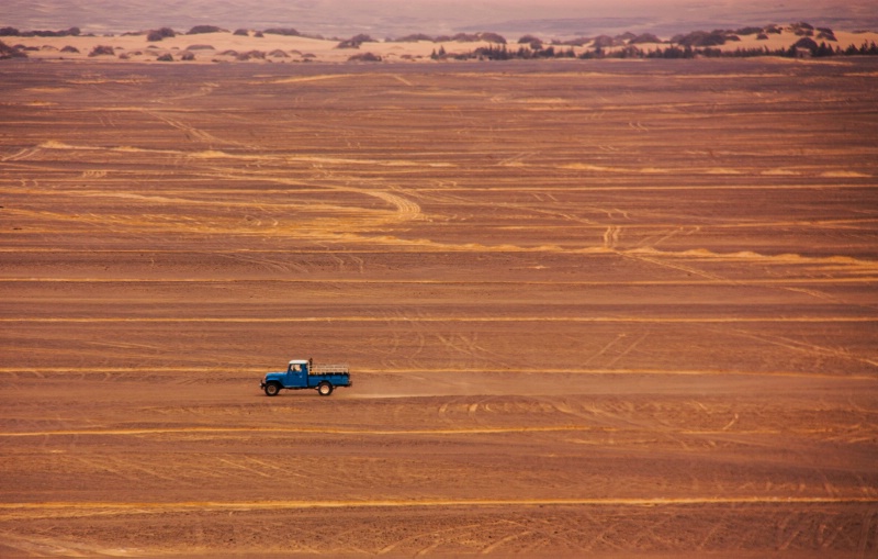 blue truck black dessert