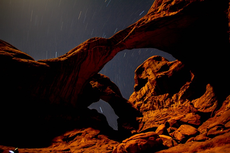 1105 star trails at double arch