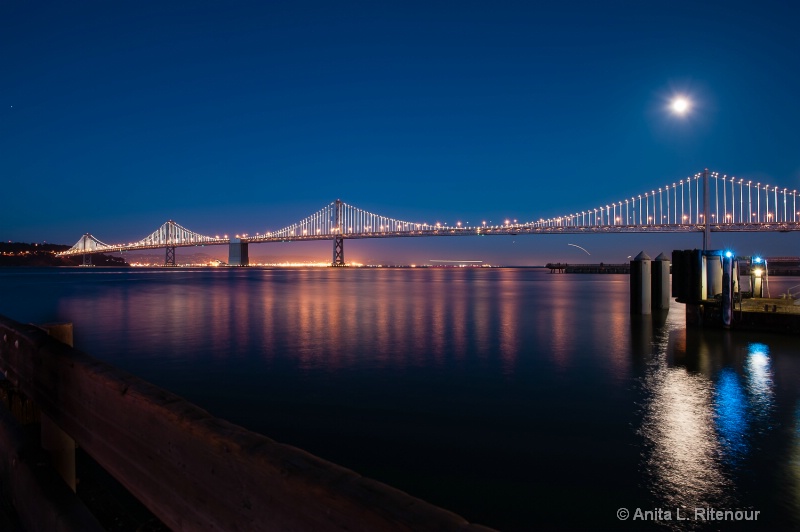 Bridge Lights and Moonlight
