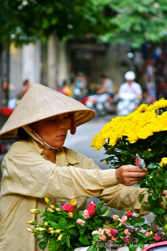 A Vietnamese flower vendor
