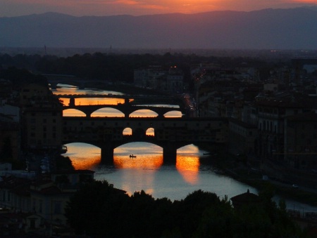 Sunset on the Arno River, Florence, Italy