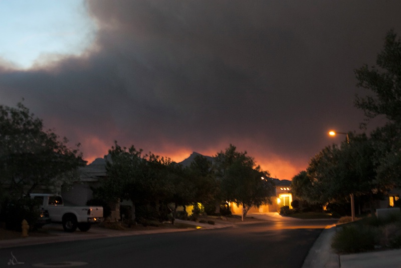 Our Sunset due to fires on Mt. Charleston