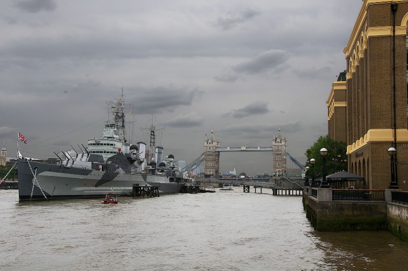War Ship and Tower Bridge