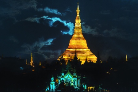 Greate Pagoda and Full Mon Day of Myanmar