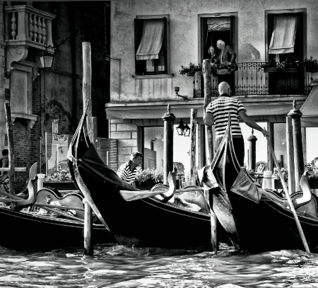 Gondolas and hotel, Venice - 2013