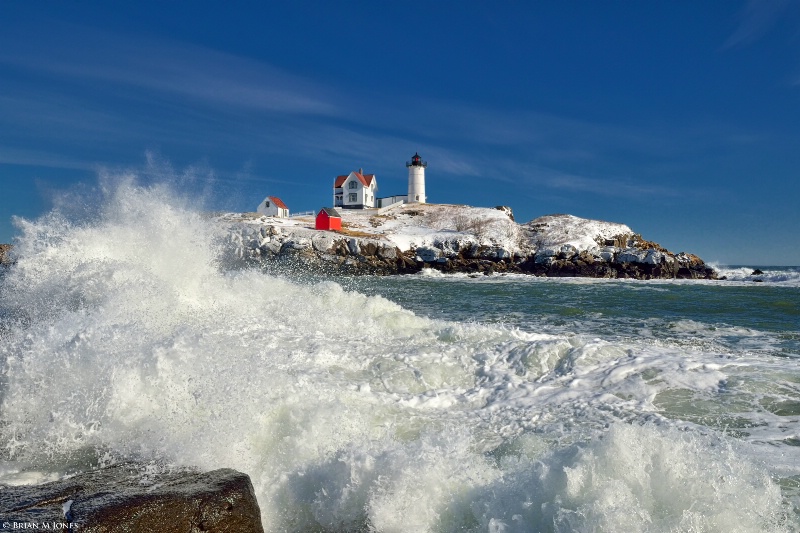 Crashing Waves At Nubble Lighthouse