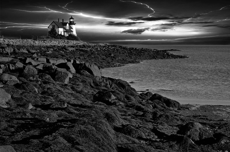Prospect Harbor Light At Evening