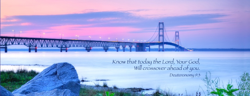 Mackinac Bridge Twilight / Deuteronomy 9:3 - ID: 14258264 © Leland N. Saunders