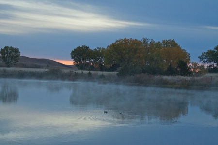 sunrise autumn pond
