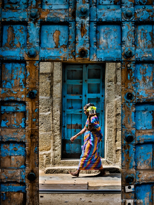 Blue Doorway, Kanyakumari, Southern Tip of India   - ID: 14271263 © Jeff Lovinger