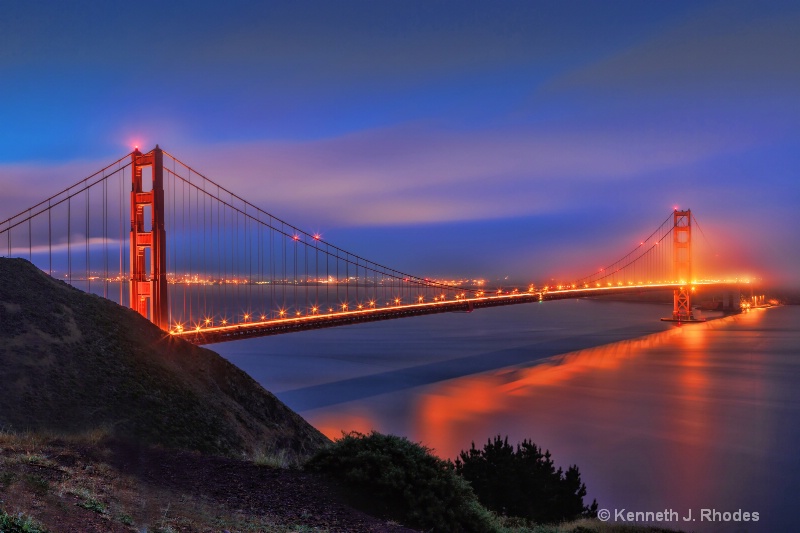 Landmarks at Twilight - Golden Gate Bridge