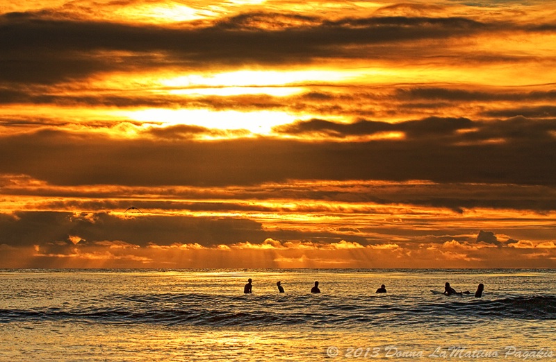 Surfer's Socializing at Sunset 