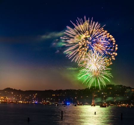 Fireworks over the bay