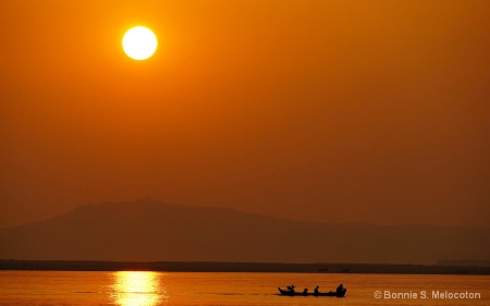 Sunset, Irrawaddy River, Myanmar