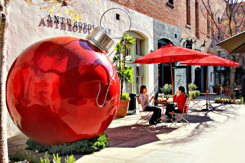 Lunch by the Big Red Ornament