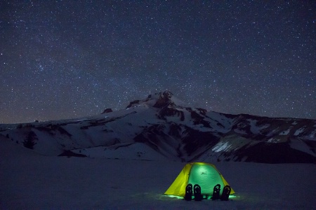 The lights of Mountain Climbers and Snow Campers.