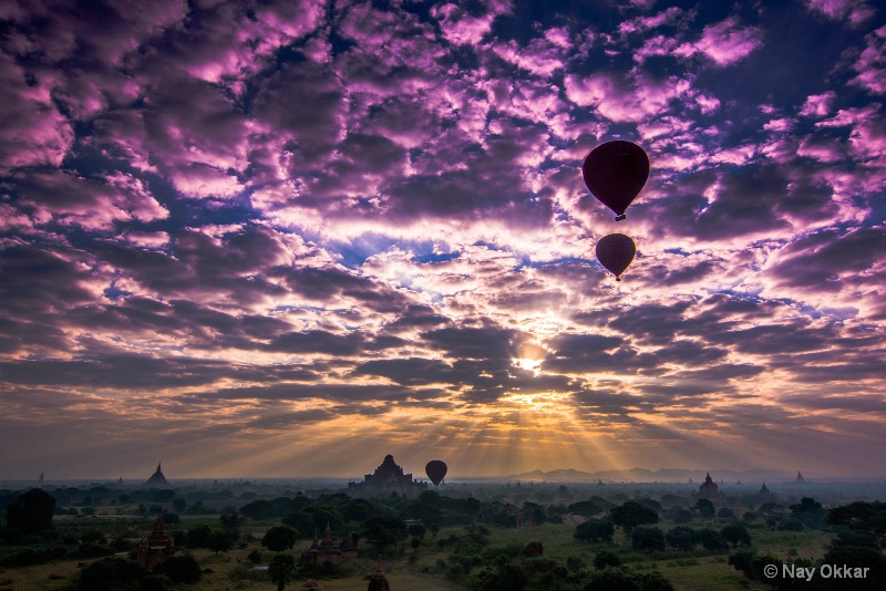 Bagan Sunrise and Balloon,Myanmar