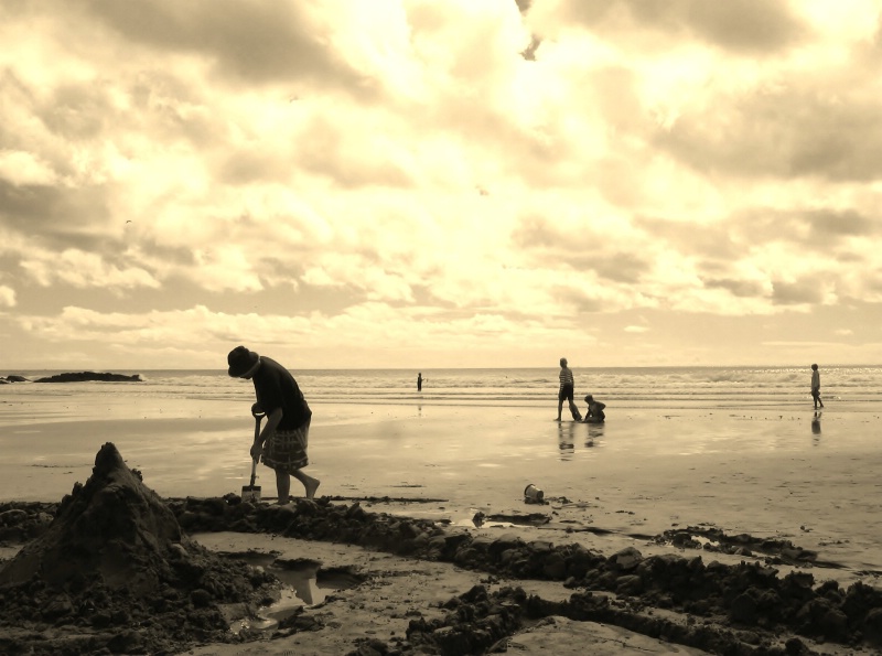 On a cold Cornwall beach