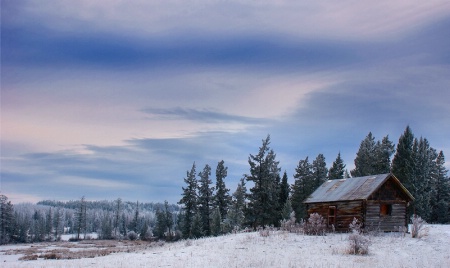 Lone Cabin in Winter