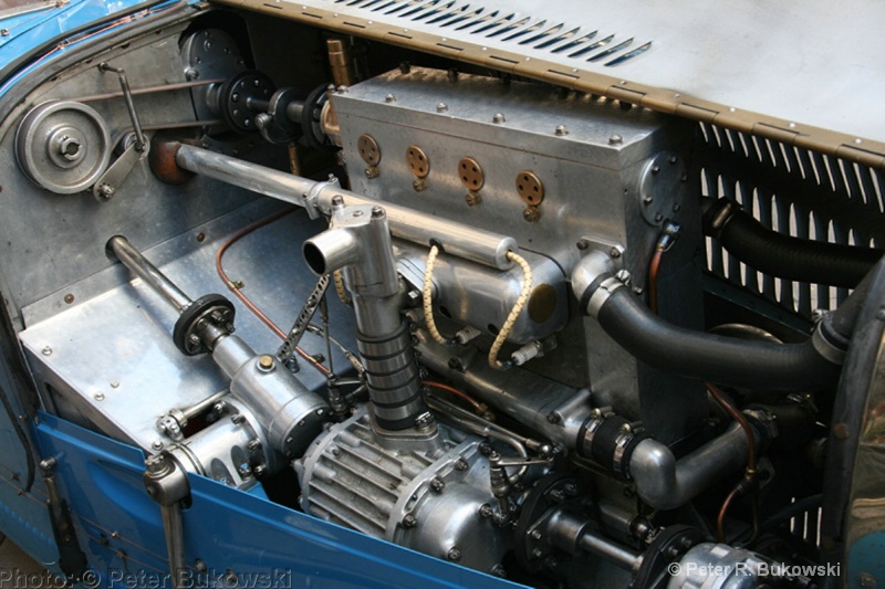 Under the hood of a '25 Bugatti Type 35A