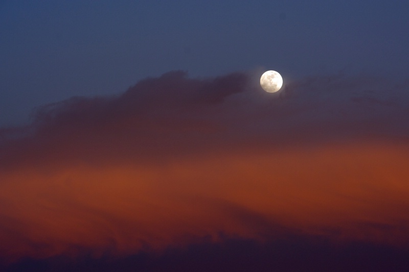 full moon on a sunset