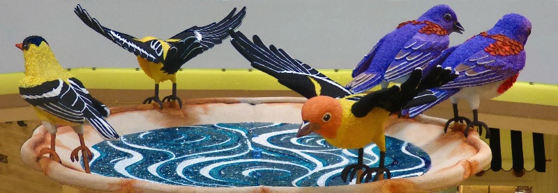 Birds on a Very Large Birdbath