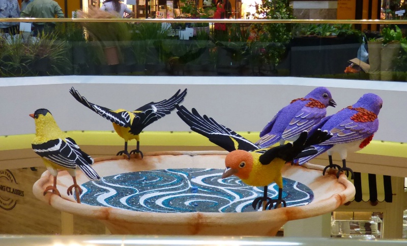 Birds on a Two-Story Birdbath