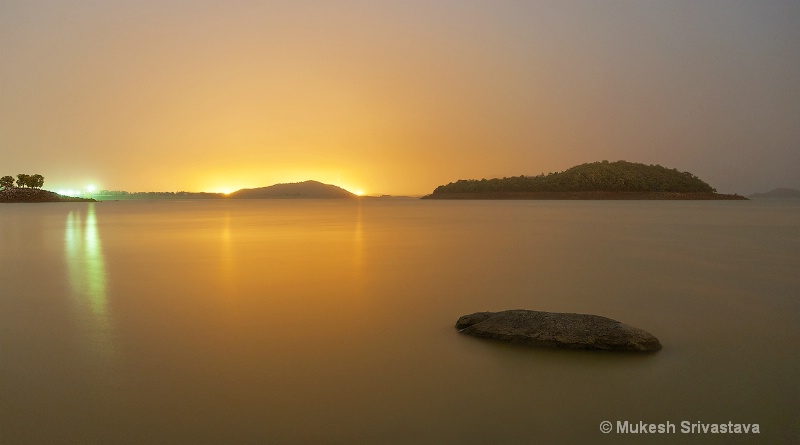 Serene Night View of Maithan Dam