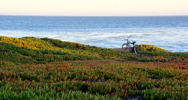 Lone bike at sunset, Santa Cruz, CA
