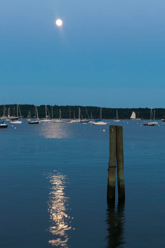 Moonlight on yachts, Rockland harbor ME mg 8135 