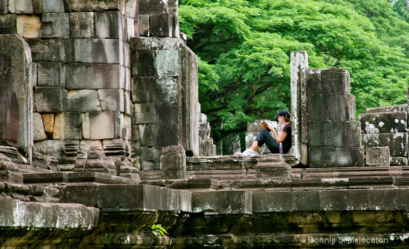Reading at the Angkor Thom
