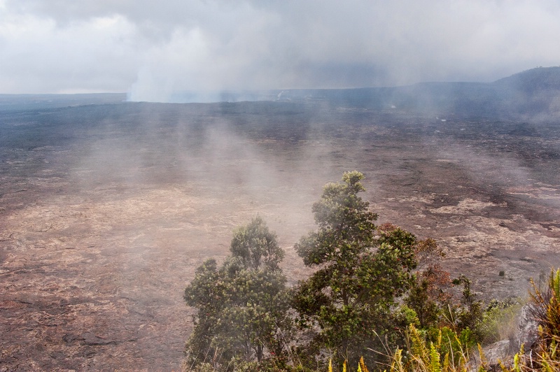 volcano nat park--kiluea--across caldera--smoke fr